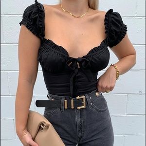 Princess Polly ELOUISE CROP TOP BLACK Size 6 New